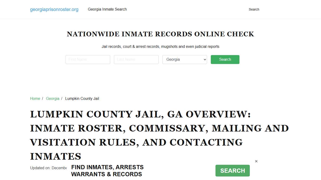 Lumpkin County Jail, GA: Inmate Search, Visitation & Contact Info
