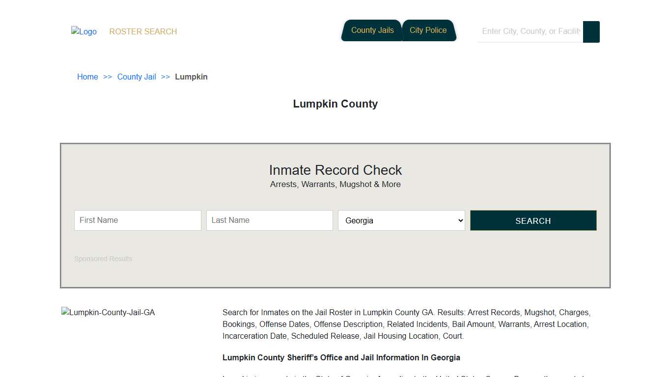 Lumpkin County | Georgia Jail Inmate Search